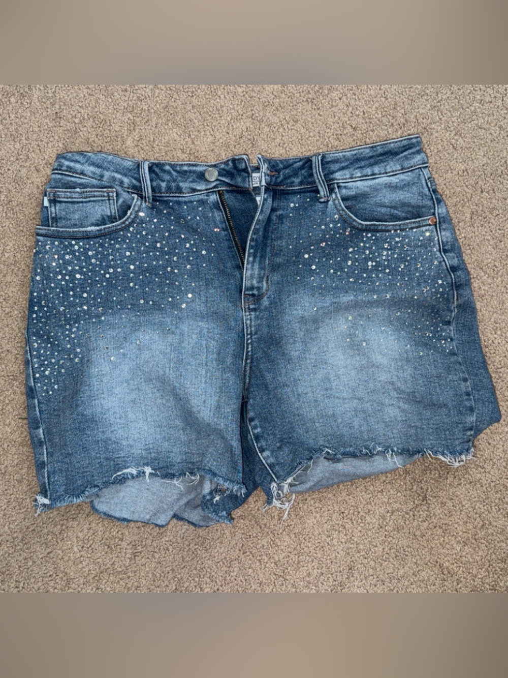 Judy Blue Medium Blue Rhinestone Denim Shorts